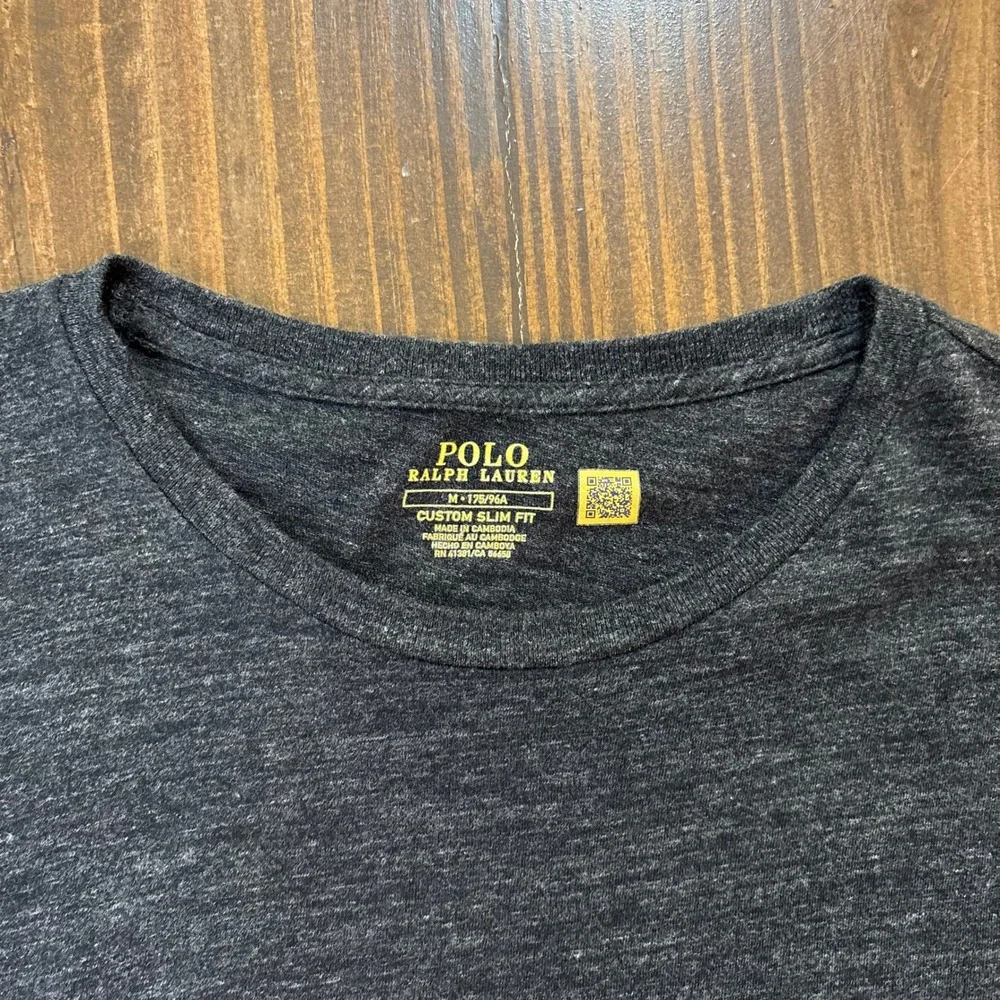 Polo Ralph Lauren Mens Custom Slim Fit Long‎ Sleeve T-Shirt Charcoal Grey Medium